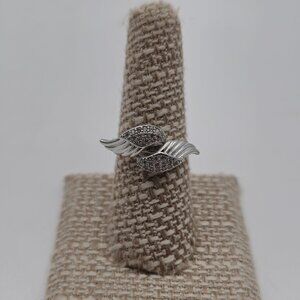 Size 7.75 Sterling Silver Cubic Zirconia Gem Wings Ring A3829